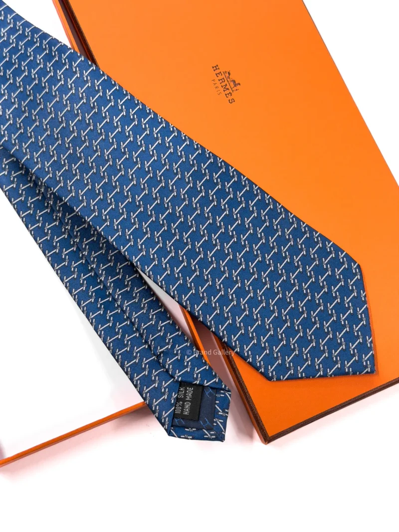 Hermes Blue H Manchettes Silk Tie - Luxury tie - A&A Brand Gallery Egypt