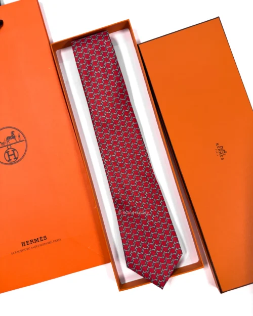 Hermes Red H Manchettes Silk Tie - Luxury tie - A&A Brand Gallery Egypt
