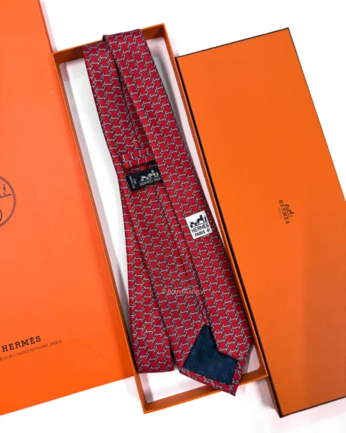 Hermes Red H Manchettes Silk Tie - Luxury tie - A&A Brand Gallery Egypt