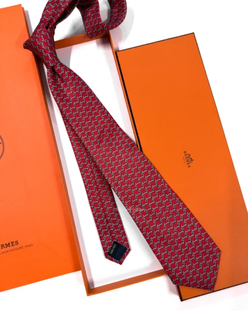 Hermes Red H Manchettes Silk Tie - Luxury tie - A&A Brand Gallery Egypt