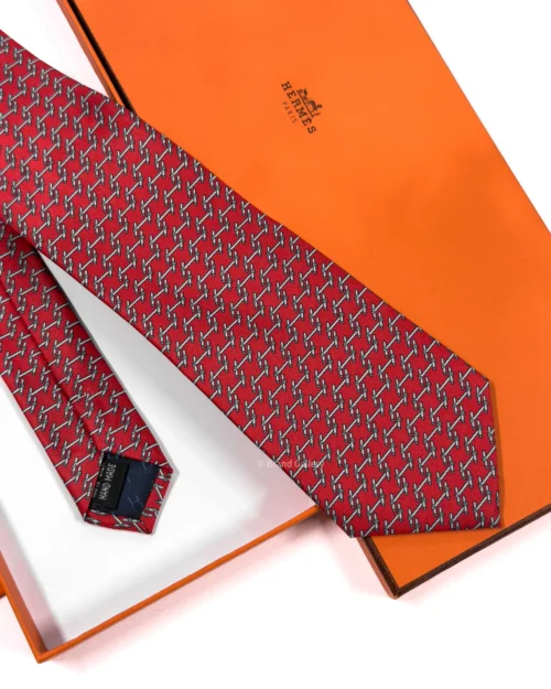 Hermes Red H Manchettes Silk Tie - Luxury tie - A&A Brand Gallery Egypt