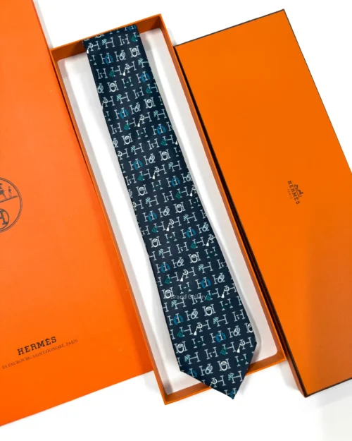 Hermes Navy H Collection Silk Tie - Luxury tie - A&A Brand Gallery Egypt