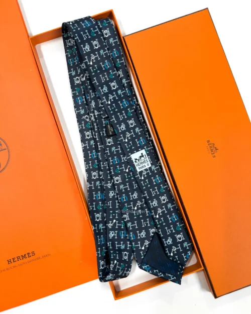 Hermes Navy H Collection Silk Tie - Luxury tie - A&A Brand Gallery Egypt