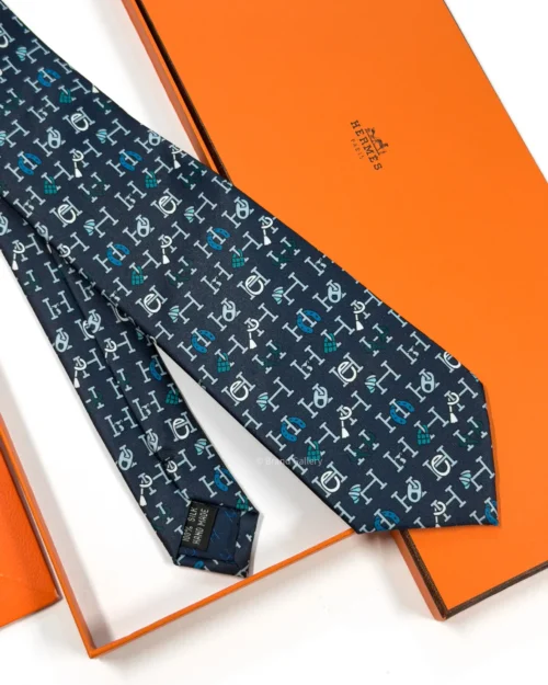 Hermes Navy H Collection Silk Tie - Luxury tie - A&A Brand Gallery Egypt