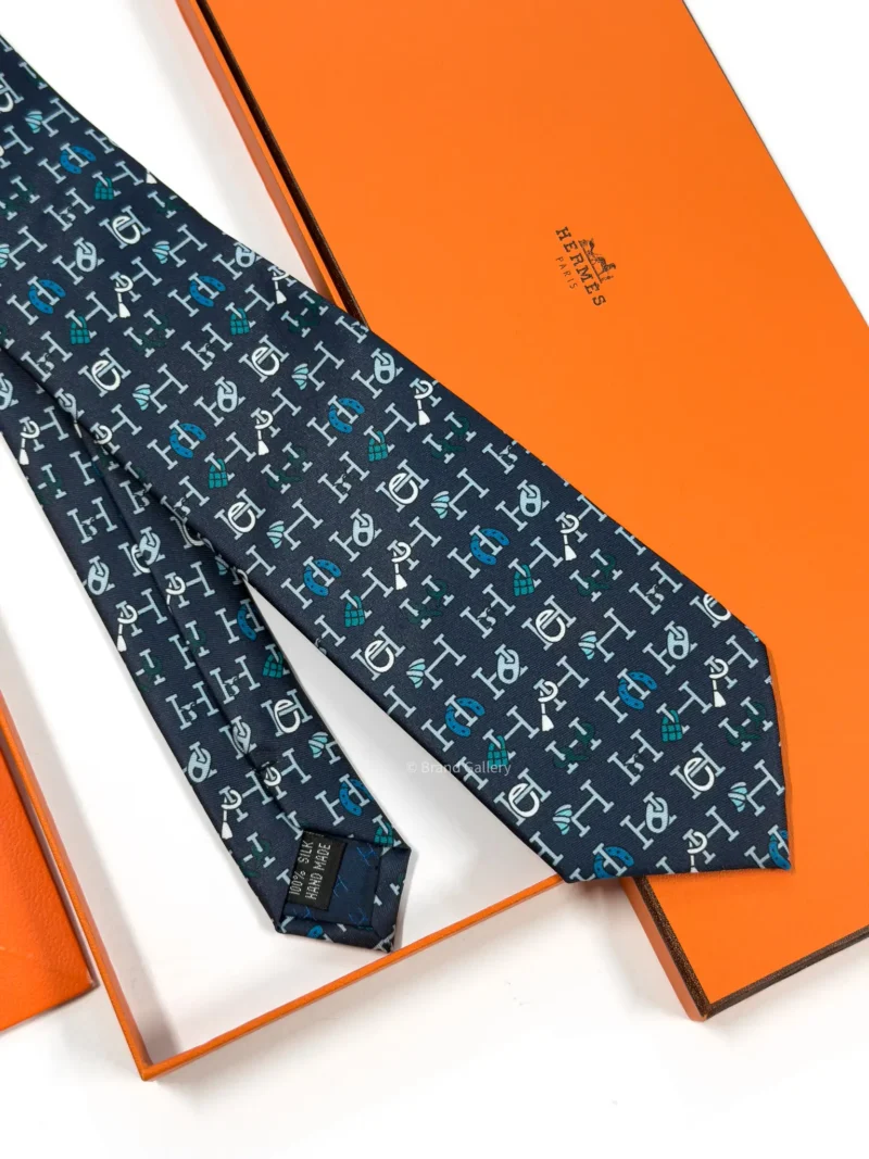 Hermes Navy H Collection Silk Tie - Luxury tie - A&A Brand Gallery Egypt