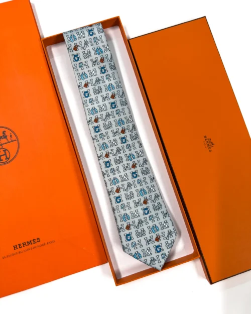 Hermes Grey H Collection Silk Tie - Luxury tie - A&A Brand Gallery Egypt