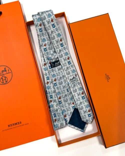 Hermes Grey H Collection Silk Tie - Luxury tie - A&A Brand Gallery Egypt