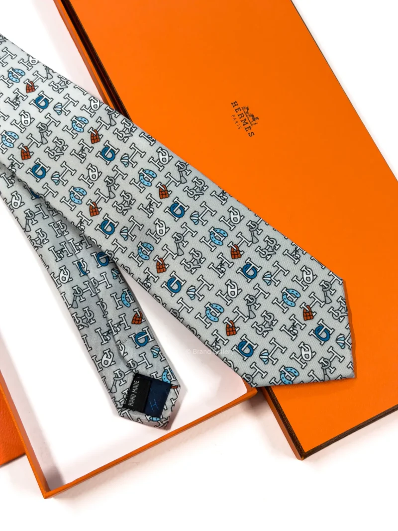 Hermes Grey H Collection Silk Tie - Luxury tie - A&A Brand Gallery Egypt