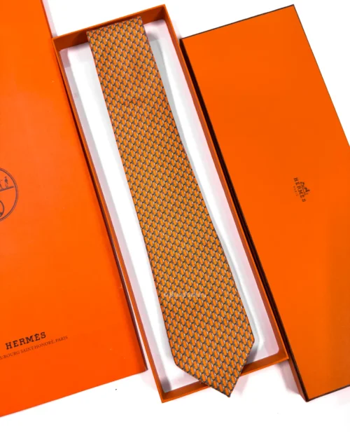 Hermes Orange H Twist Silk Tie - Luxury tie - A&A Brand Gallery Egypt