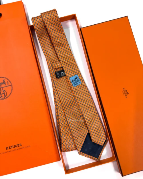 Hermes Orange H Twist Silk Tie - Luxury tie - A&A Brand Gallery Egypt