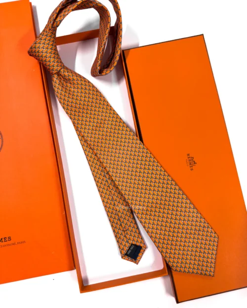 Hermes Orange H Twist Silk Tie - Luxury tie - A&A Brand Gallery Egypt