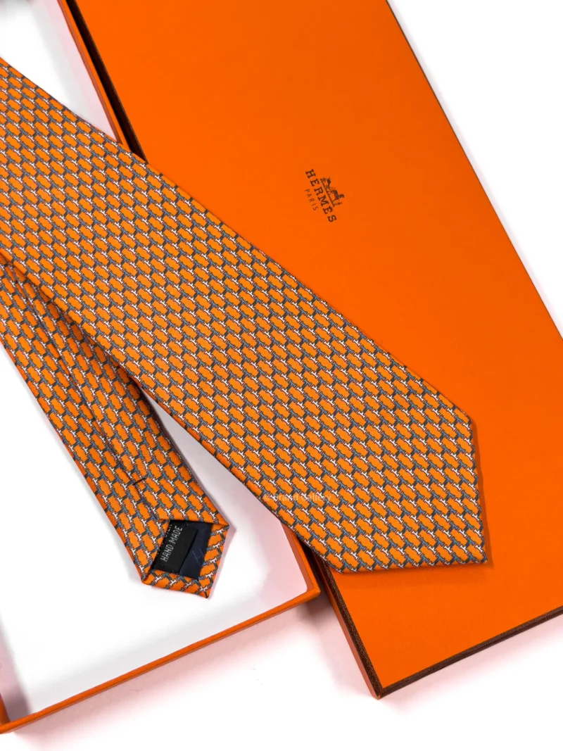 Hermes Orange H Twist Silk Tie - Luxury tie - A&A Brand Gallery Egypt