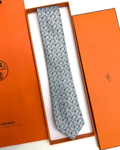 Hermes Grey Figure Libre Tie - Luxury tie - A&A Brand Gallery Egypt