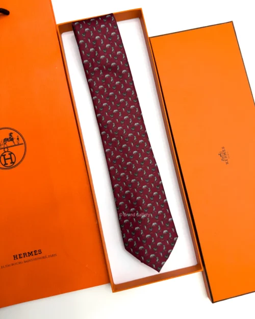 Hermes Maroon Figure Libre Tie - Luxury tie - A&A Brand Gallery Egypt