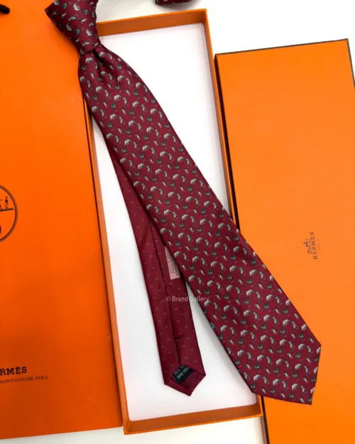 Hermes Maroon Figure Libre Tie - Luxury tie - A&A Brand Gallery Egypt