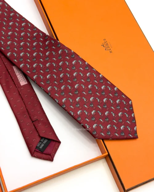 Hermes Maroon Figure Libre Tie - Luxury tie - A&A Brand Gallery Egypt