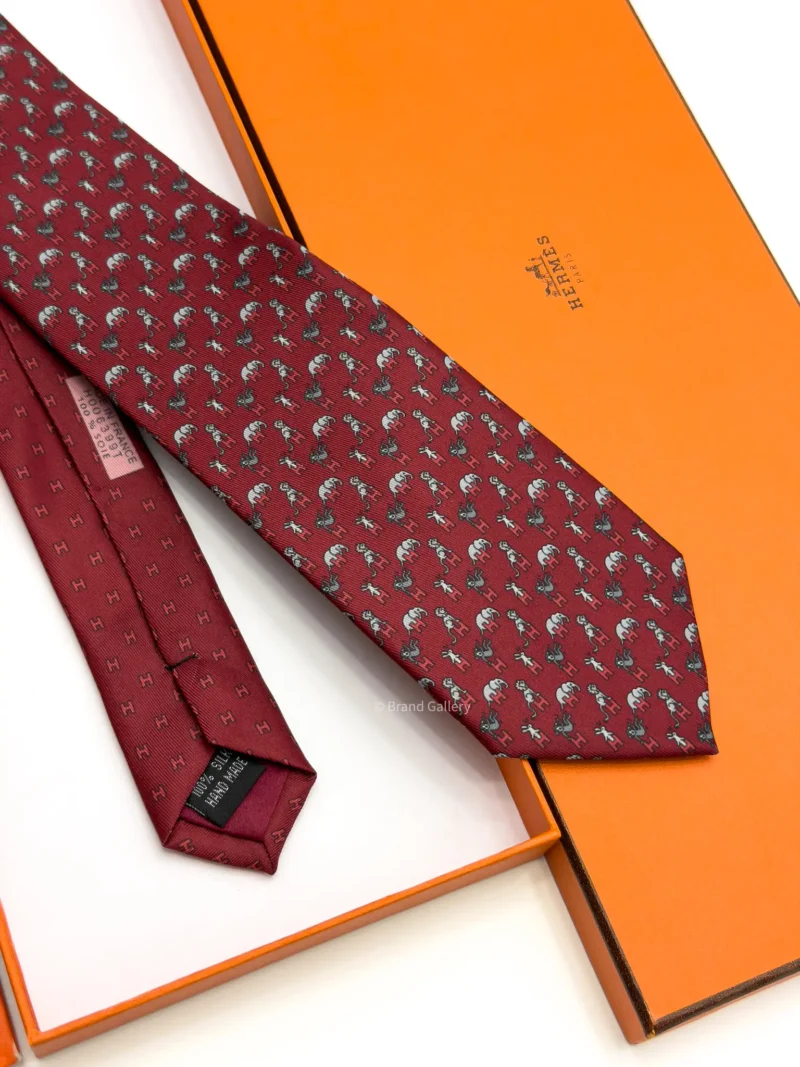 Hermes Maroon Figure Libre Tie - Luxury tie - A&A Brand Gallery Egypt