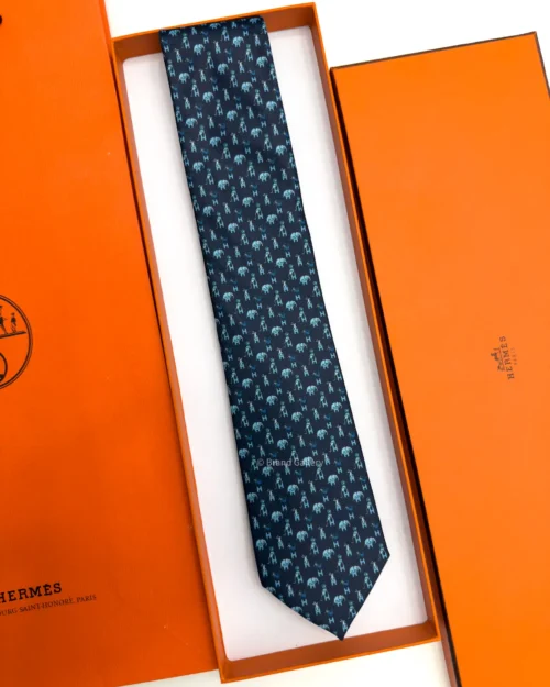 Hermes Marine Figure Libre Tie - Luxury tie - A&A Brand Gallery Egypt