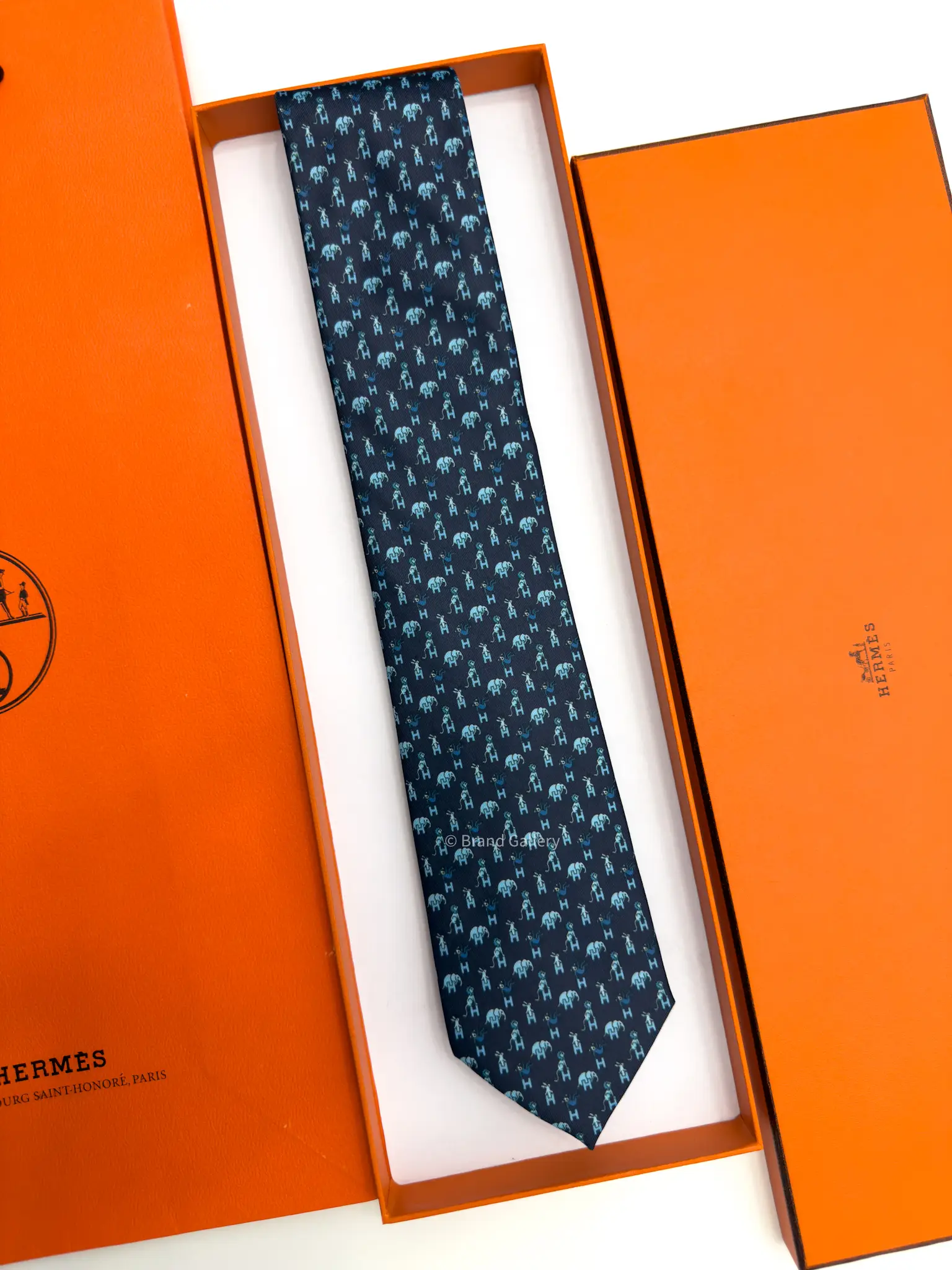 Hermes Marine Figure Libre Tie - Luxury tie - A&A Brand Gallery Egypt