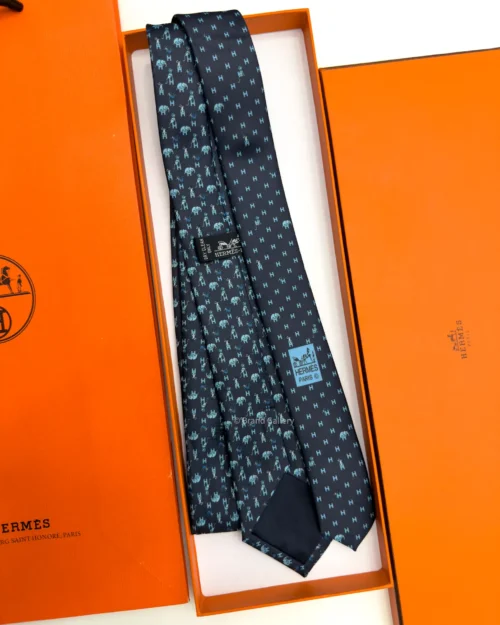 Hermes Marine Figure Libre Tie - Luxury tie - A&A Brand Gallery Egypt