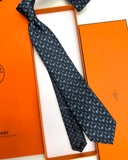 Hermes Marine Figure Libre Tie - Luxury tie - A&A Brand Gallery Egypt