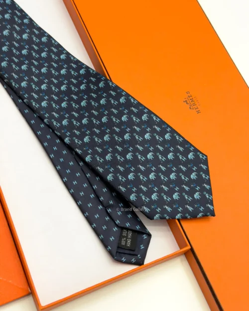 Hermes Marine Figure Libre Tie - Luxury tie - A&A Brand Gallery Egypt
