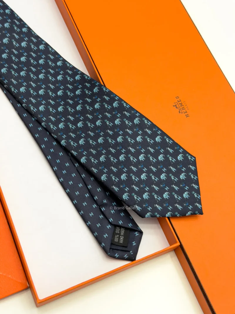 Hermes Marine Figure Libre Tie - Luxury tie - A&A Brand Gallery Egypt