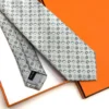Hermes Grey Fer H Cheval Tie - Luxury tie - A&A Brand Gallery Egypt