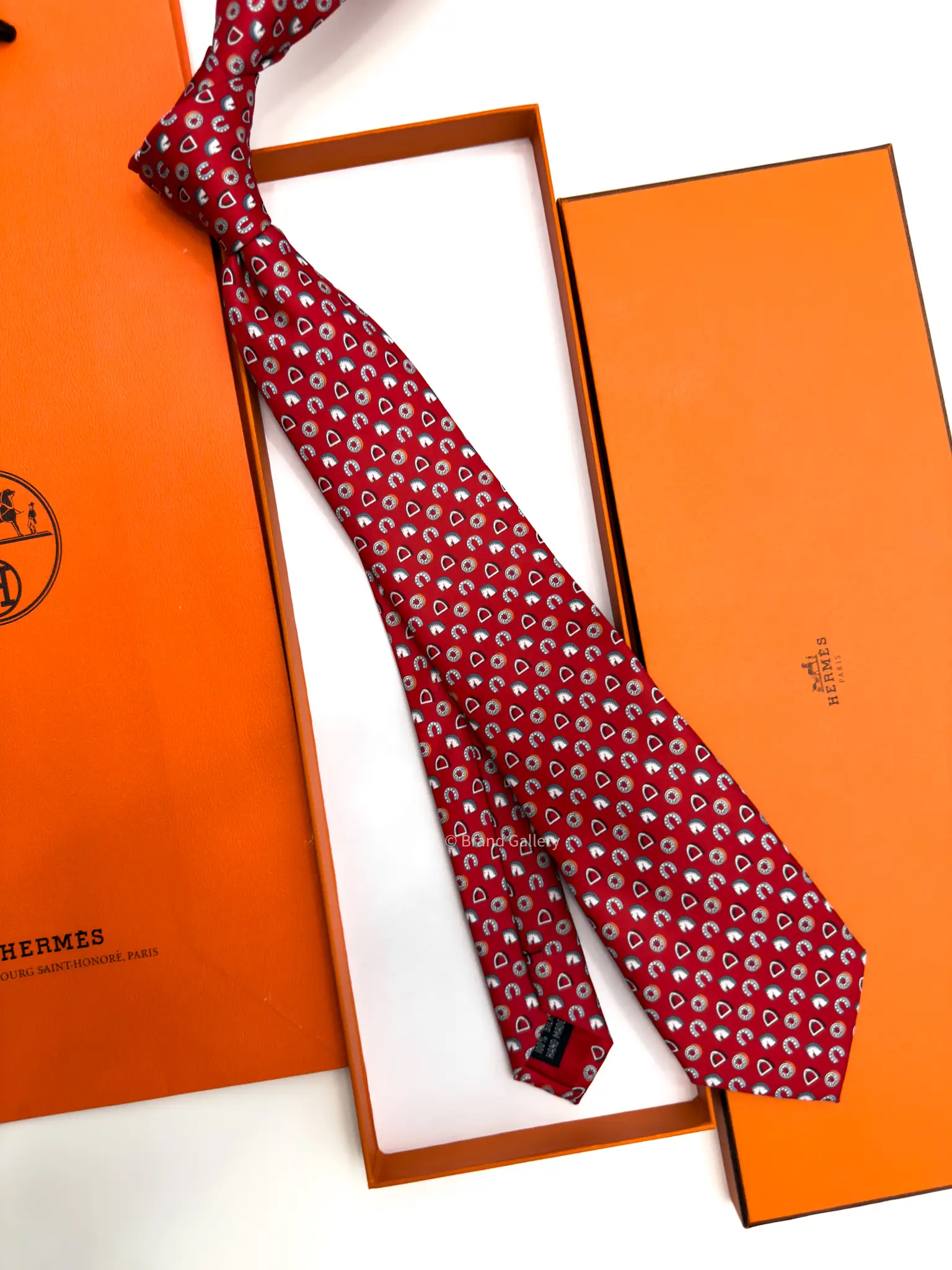 Hermes Red Fer H Cheval Tie - Luxury tie - A&A Brand Gallery Egypt