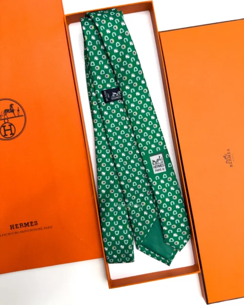 Hermes Green Fer H Cheval Tie - Luxury tie - A&A Brand Gallery Egypt