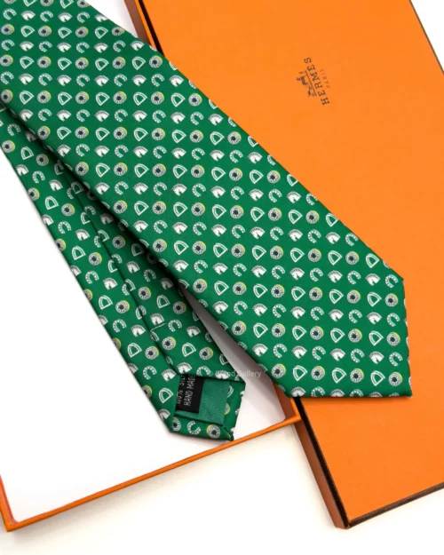 Hermes Green Fer H Cheval Tie - Luxury tie - A&A Brand Gallery Egypt
