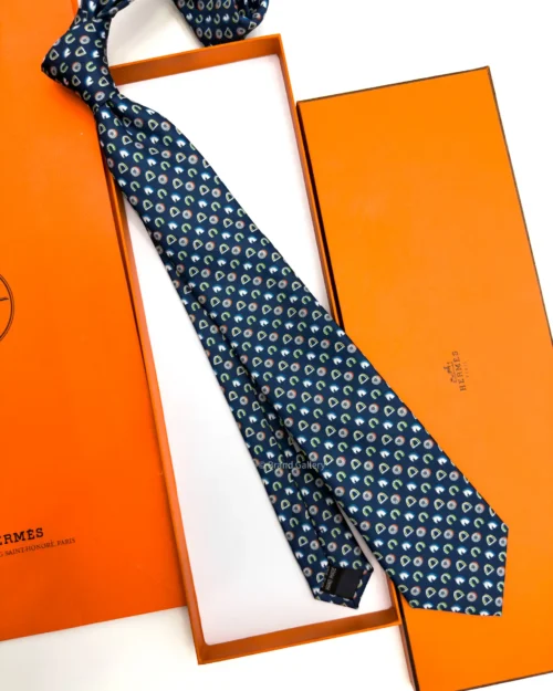 Hermes Navy Blue Fer H Cheval Tie - Luxury tie - A&A Brand Gallery Egypt