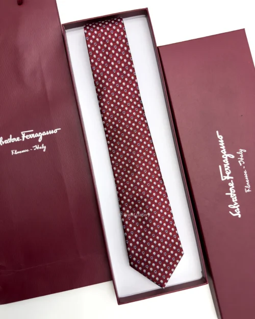 Ferragamo Maroon Gancini Golf Tee Tie - Luxury tie - A&A Brand Gallery Egypt