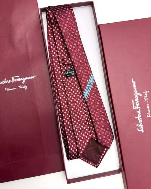 Ferragamo Maroon Gancini Golf Tee Tie - Luxury tie - A&A Brand Gallery Egypt