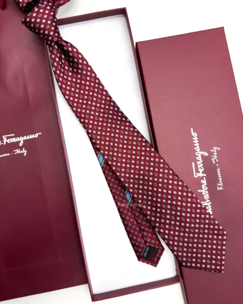 Ferragamo Maroon Gancini Golf Tee Tie - Luxury tie - A&A Brand Gallery Egypt