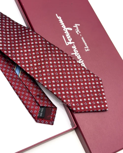 Ferragamo Maroon Gancini Golf Tee Tie - Luxury tie - A&A Brand Gallery Egypt