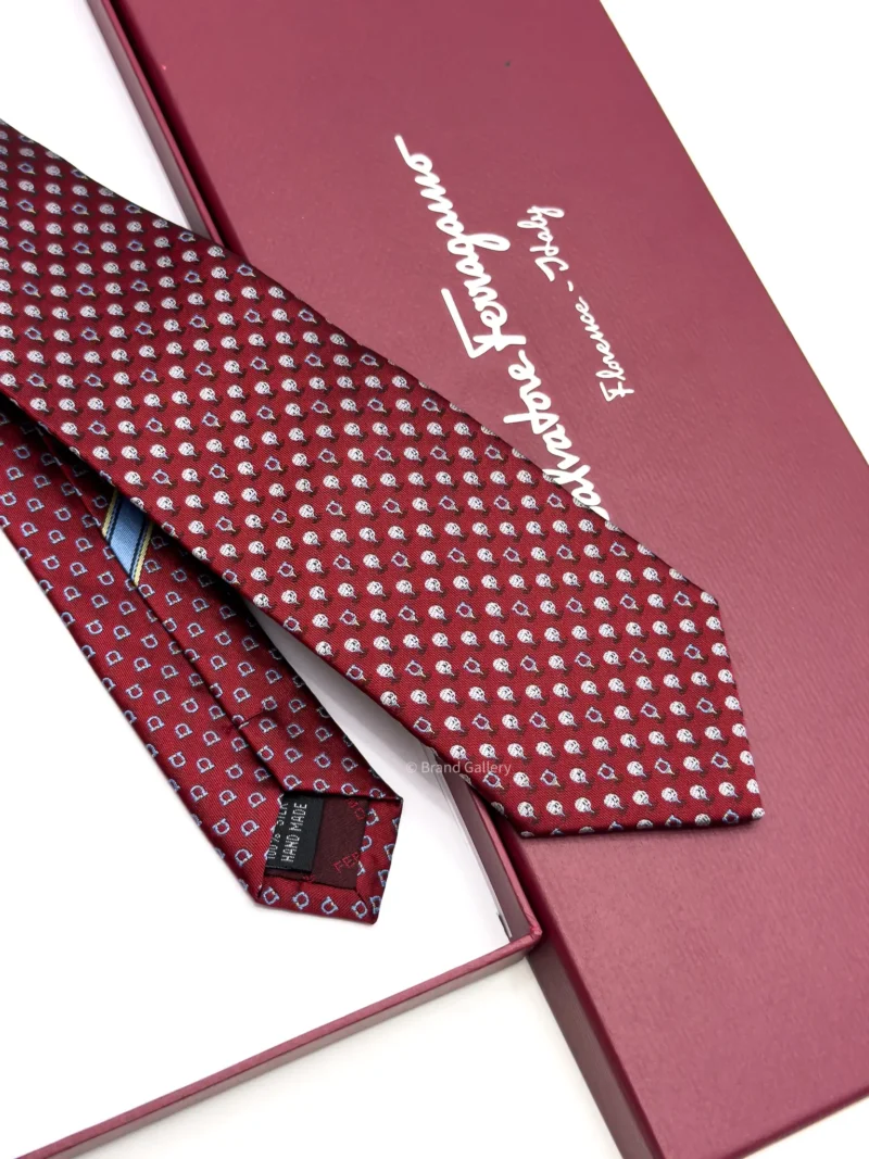 Ferragamo Maroon Gancini Golf Tee Tie - Luxury tie - A&A Brand Gallery Egypt
