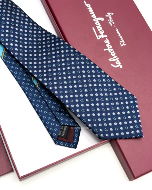 Ferragamo Blue Gancini Golf Tee Tie - Luxury tie - A&A Brand Gallery Egypt