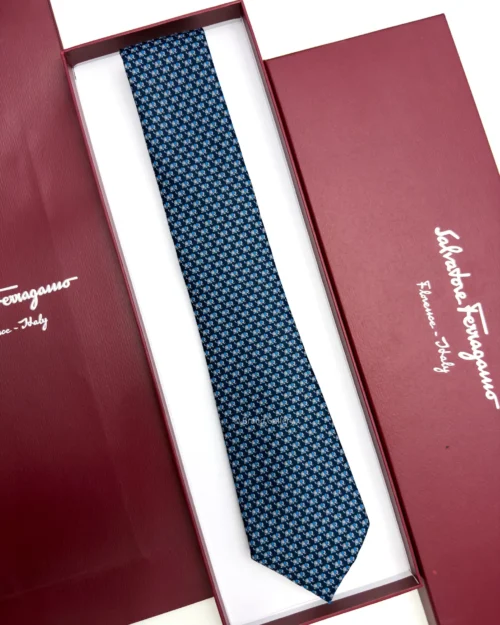 Ferragamo navy elephant print silk tie
