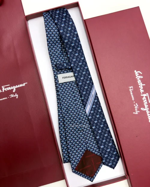 Ferragamo navy elephant print silk tie