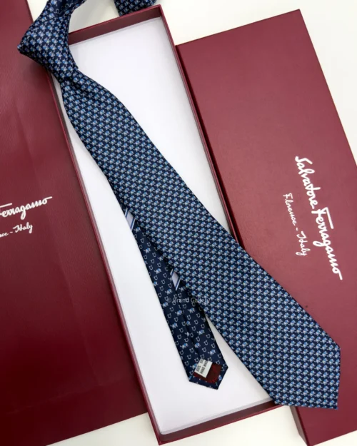Ferragamo navy elephant print silk tie
