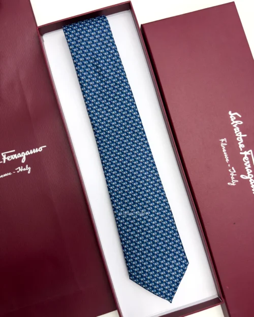 Ferragamo blue elephant print silk tie