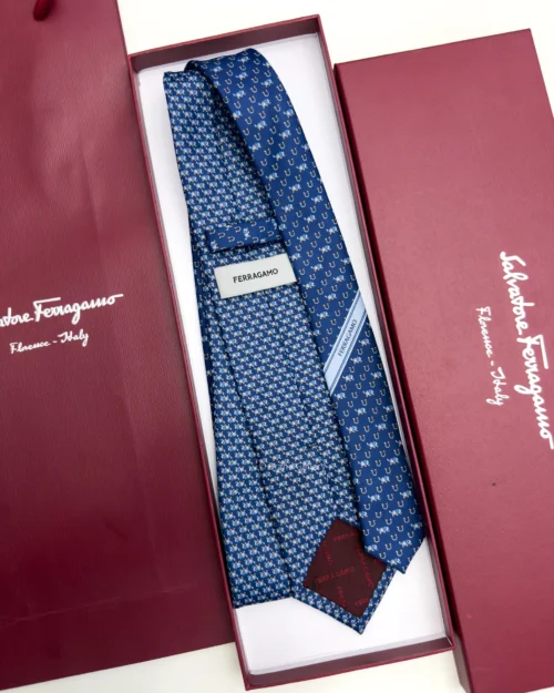 Ferragamo blue elephant print silk tie