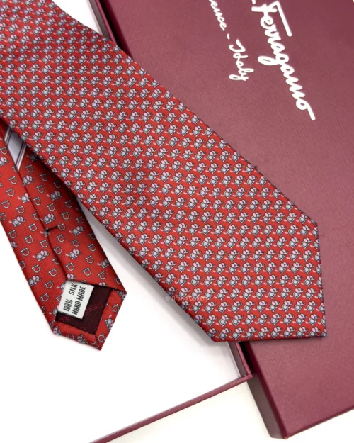 Ferragamo red elephant print silk tie