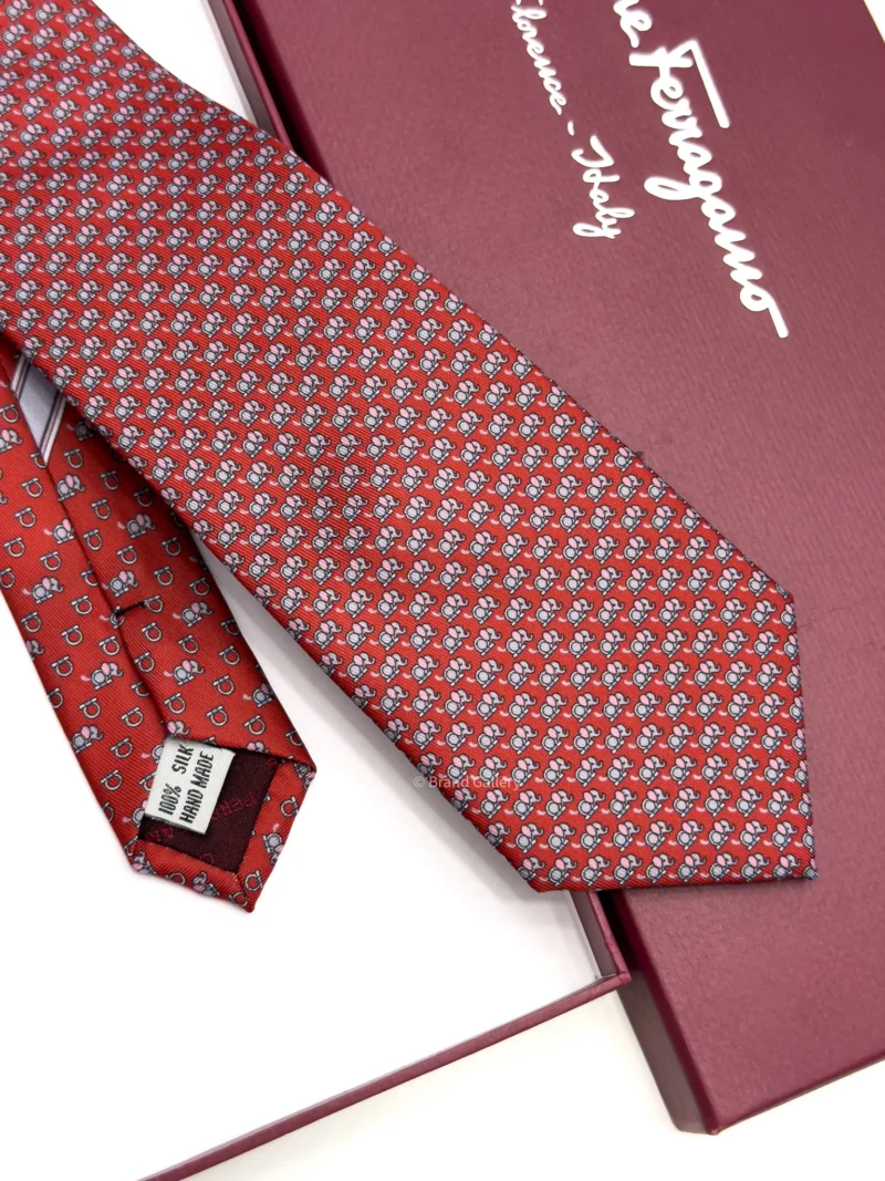 Ferragamo red elephant print silk tie