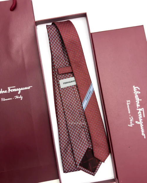 Ferragamo dark red Pegasus print silk tie