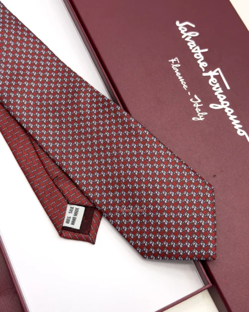 Ferragamo dark red Pegasus print silk tie