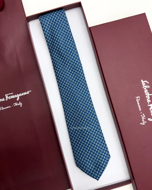 Ferragamo blue Pegasus print silk tie