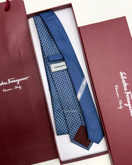 Ferragamo blue Pegasus print silk tie