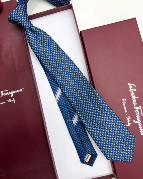 Ferragamo blue Pegasus print silk tie
